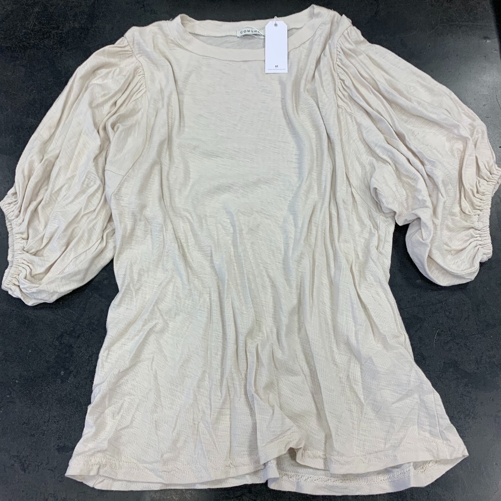 COMUNE Puff Sleeve Top, Putty